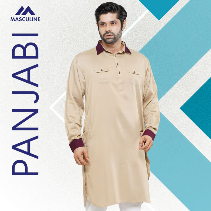 Masculine Casual Kabli Panjabi- Cream