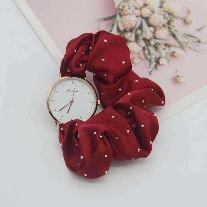 Elegant & Cute Satin Scrunchie Watch for Girls