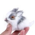 5CM Mini Realistic Cute White Plush Rabbits Fur Lifelike Animal Easter Bunny Simulation Model Birthday Gift Rabbit Toy. 