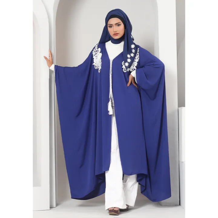 Hiba Royal Blue Cherry Georgette Abaya Women 1122 000061