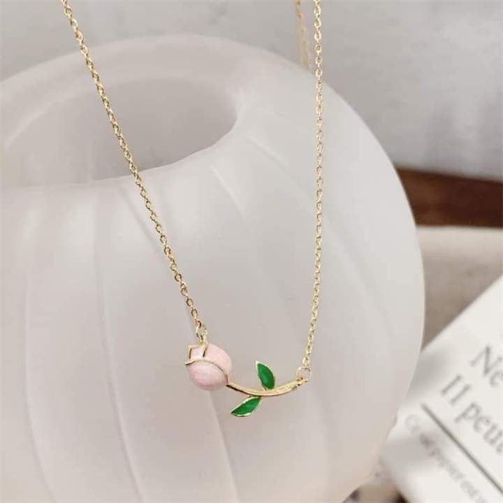Cute%20Tulip%20Flower%20Shaped%20Pendant%20Peach%20Pearl%20Flower%20Chain%20For%20Women%20-%20Image%204