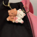【Support-Cod】 1Pair Cartoon Love Bear Magnetic Suction Keychain Creative Bag Decoration Gifts SUPER BABY. 