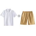 Elementary and junior high school students school uniforms summer clothes white t-shirts boys children's polo shirts short sleeves girls high school students graduation photo class uniforms. 
