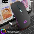 Rechargeable Bluetooth Mouse, 2.4G Dual Mode, Seven Colors Breathing Light Mute Button, Suitable for PC, IPad, Laptop. 