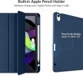 Compatible for iPad Air 13 Inch Case (M3/M2) 2025/2024 with Pencil Holder, for iPad Pro 12.9 Case 6th/5th/4th Generation 2022/2021/2020, Slim Trifold Stand Protective Cover/Soft TPU Back , Black - Navy Blue.