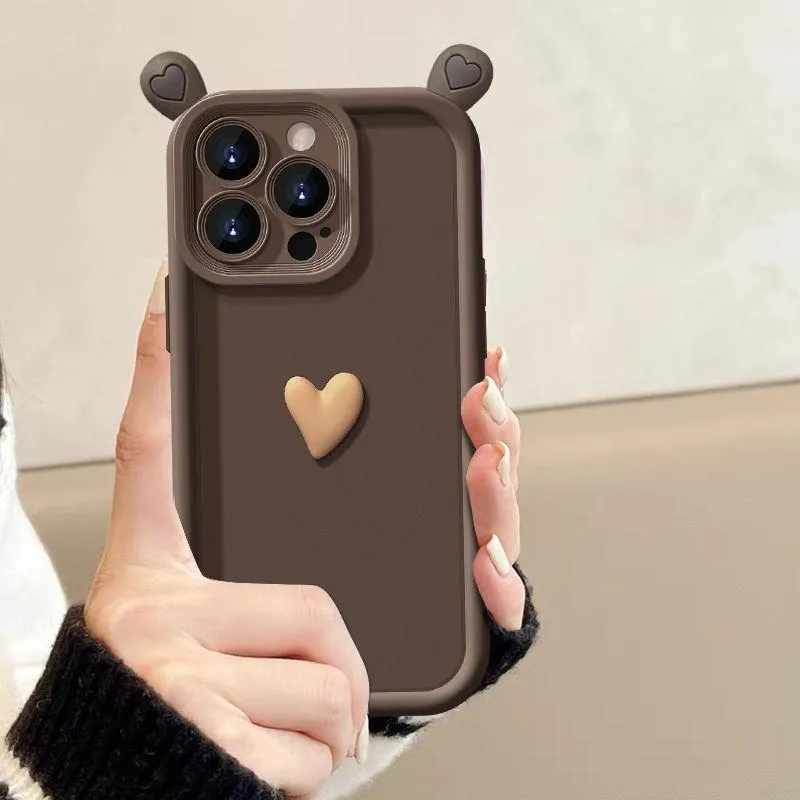 PanXCase Cover per Xiaomi Redmi Note 14 4G - Custodia 3D Heart Disegni Cute Silicone, Protezione Fotocamera Ragazze Donne Antiurto Antigraffio Case (Wine Red