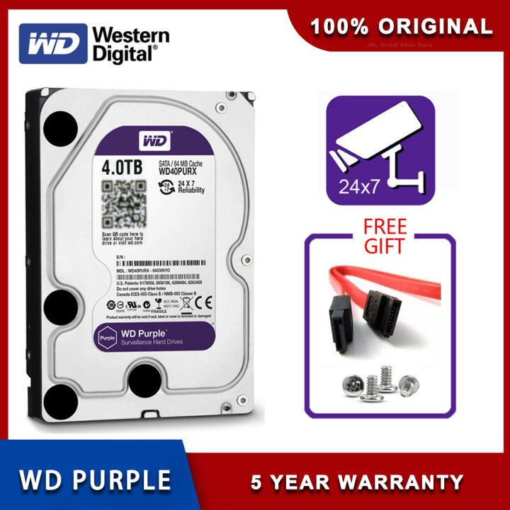WD Purple 4TB Surveillance Internal Hard Drive Disk 3.5 64M Cache SATA III 6Gb/s 1TB 2TB 3TB HDD HD Harddisk for CCTV DVR NVR