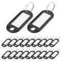 20 Pcs Key ID Label Tags Split Ring Keyring Keychain Black.