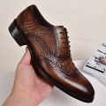 【selevn roind】 Men casual shoes Brock Oxford retro crocodile leather men formal spring and autumn 2022 new 's for.