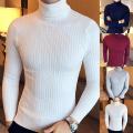 ZOGAA Casual Men Winter Solid Color Turtle Neck Long Sleeve Twist Knitted Slim Sweater Men's Knitted Sweaters Pullover Knitwear.