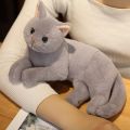 INS Lifelike Real Prone Cat Plush Doll Stuffed Pure Colors Grey White Yellow Kitten Toy Pets Animal Kids Gift. 