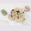 2024 Summer New Flat Flip Flops Outdoor Beaded Women's Slippers National Fashion Sandals.