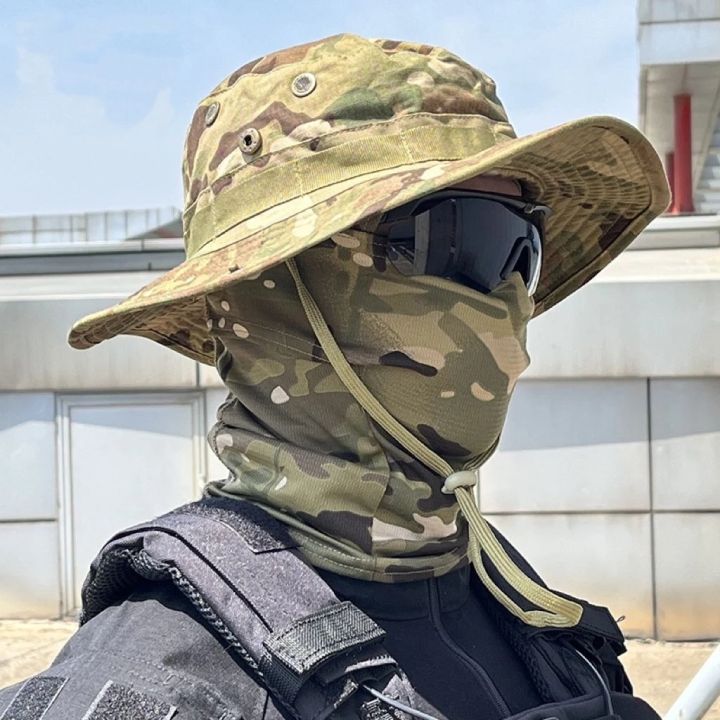 Women Men Hiking Fishing Boonie Hat Outdoor Sport Sun UV Protection Neck Face Adjustable Bucket Caps and Mask