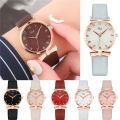 Elegant Classic Petal Pattern Luxury Leather Strap Ladies Quartz Watch Women Wristwatch Bracelet Wrist.