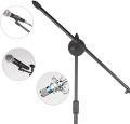 Professional Microphone Stand Floor Stand Tripod Boom Telescopic Mic Arm Stand with Dual Mic Clip Holder Live Sound & Stage Equipment for Radio Studio Stage performance. 