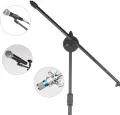 Microphone Stand Floor Stand Tripod Boom Telescopic Mic Arm Stand with Dual Mic Clip Holder Live Sound & Stage Equipment for Radio Studio Stage performance. 