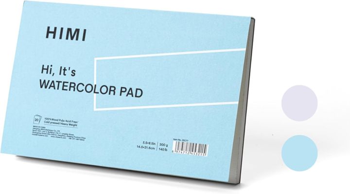 HIMI Watercolor Paper Pad, 5.5X8.5 20 Sheets, Mix Paper Pad, Side Wire Bound, Fine Texture, Watercolor Acrylic Painting Pad, Ink Sketchbook, Art Supplies Drawing Pad