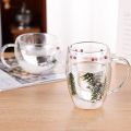 Floral Dry Flowers Cup Simple Heat Resistant Double Wall Glass Cup INS Trends High Borosilicate Glass Tea Coffee Cups. 