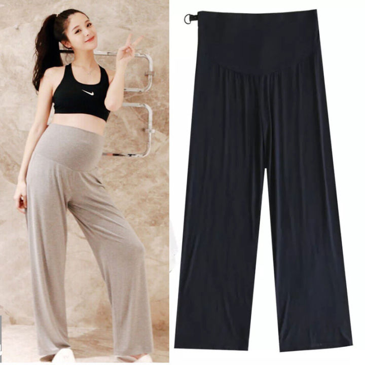 Pregnant%20women%20summer%20thin%20cotton%20wide%20legs%20pants%20loose%20maternity%20abdomen%20trousers%20high%20waist%20pregnancy%20full%20length%20belly%20pants%20-%20Image%203