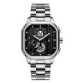 Temu Selection Premium Automatic Date Men's Quartz Watch New Square Big Dial Trend Alloy Steel Watch.