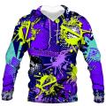 Spring, Autumn and Winter Men's Hoodie Hop Graffiti Art Stitching 3D Street Funny Clothes. 