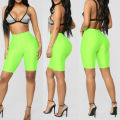 Ladies Womens Elasticity Yoga Shorts Cycling Shorts Dancing Neon Super Stretch Shiny High Waist Workout Out Fitness Leggings.