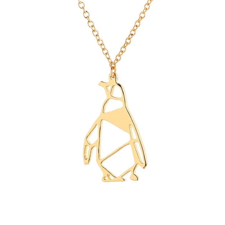 【Lejia】Women Origami Necklace For Kids Girls Animal Penguin Pendant Necklace Trendy Jewelry