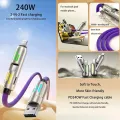 240W 4 in 1 Functional Super Fast Charge USB Type C Liquid Silicone Aluminum Alloy Data Cable For iPhone Huawei Samsung Xiaomi.