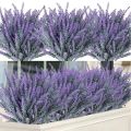 Artificial Flower Flocking Plastic Lavender Bunch, Plant, Valentine's Day, Wedding, Indoor and Outdoor, Desk Decoration. 