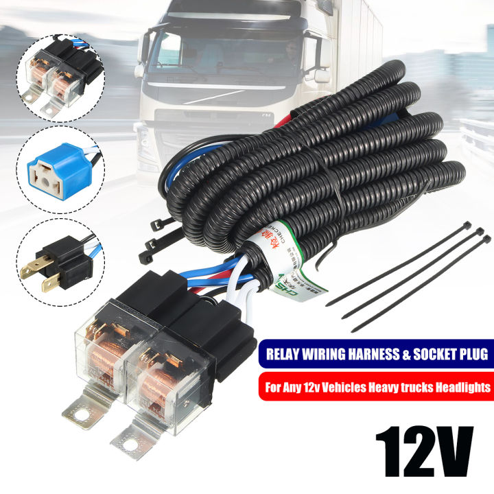 Motorcycle 12V H4 Headlight Headlamp Relay Wiring Harness Kit