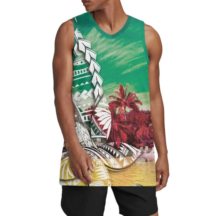 Polynesian%20Tribal%20Guam%20Totem%20Tattoo%20Prints%20Men's%20Basketball%20Jerseys%20Mesh%20Athletic%20Sports%20Shirts%20Plain%20Performance%20Team%20Uniforms%20-%20Image%204