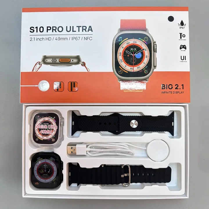 Waterproof%20Smartwatch%20With%20Protective%20Case%202PCS%20Straps%20S10%20PRO%20ULTRA%2049MM%20Smart%20Watch%202.1"%20HD%20Wireless%20Charging%20NFC%20Bluetooth%20Call%20Watch%20Band%20-%20Image%202
