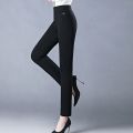 Spring Autumn Elegant High Waist Casual Stretch Slim Middle Aged Women Trousers Ladies Fashion All Match Black Gray Pencil Pants.