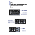 1 PCS Sound Card Studio Record USB Audio Professional 48V Phantom for Recording Black. 