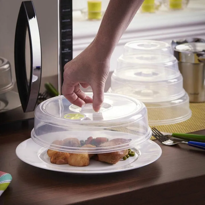 MICROWAVE FOOD COVER Plate Cover Splatter Guard Non Stick Plastic Clear Dish Lid Daraz .bd