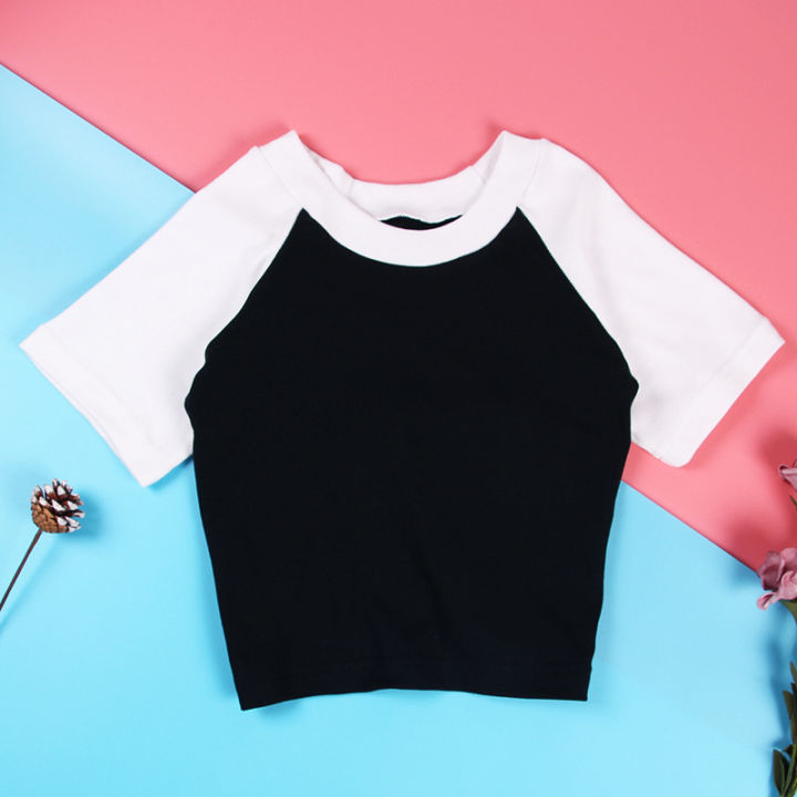 DICLOUD%20Splice%20Casual%20Tees%20Ladies%20Simple%20O%20Neck%20Short%20Sleeve%20Short%20Tops%20Women%20Fashion%20Tight%20White%20Black%20T%20Shirt%20Female%20-%20Image%207