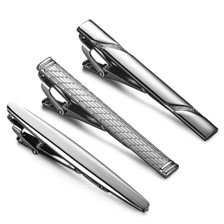 3 Pcs Tie Clips for Men Tie Bar Clip Set for Regular Ties Wedding