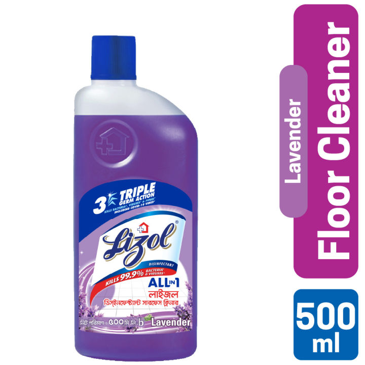 Lizol Disinfectant Floor & Surface Cleaner 500ml Lavender, Kills 99.9% Germs