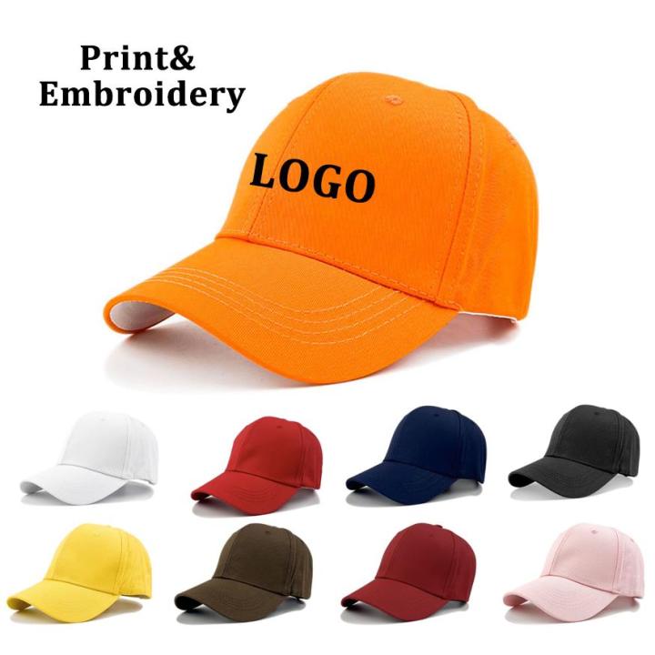 Custom Logo Unisex Adjustable Baseball Cap Women Men Casual Solid Color Hip Hop Dad Caps Snapback Dad Hat Embroidery Print LOGO