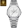 POEDAGAR 613 Luxury Watch Business Waterproof Male Clock Luminous Date Stainless Steel Square Quartz Men Watch. 