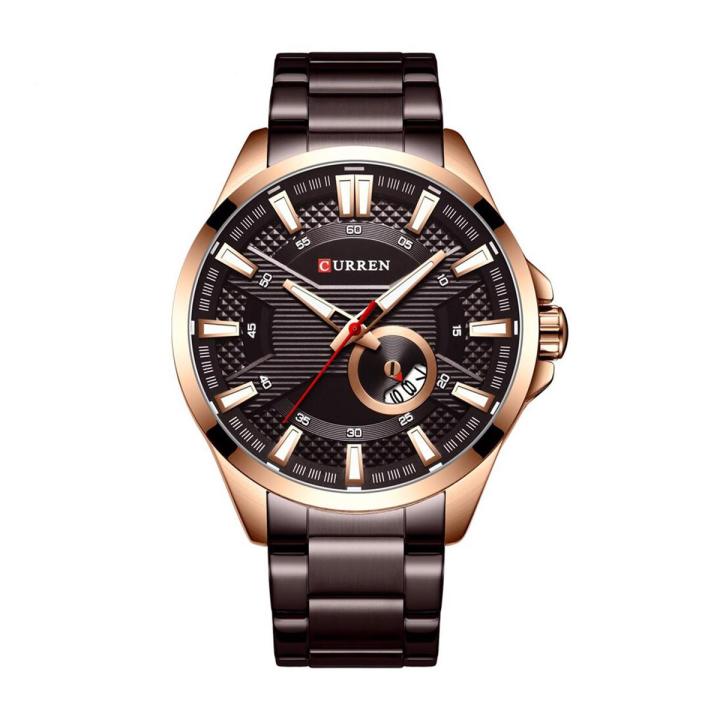 CURREN 8372 Business Quartz Watch for Men Luxury Watch Men - Coffee , Rose Gold