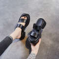 Heels, Thick Soles, Tall Sandals Summer Outwear, Heels 2023 New Fashion and High Sense Open Toe Genuine Leather Slippers for Women.