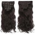 【DIV MALL】（NEW）17 Clips in Hair Extension Wig Long Curly Natural Fluffy Wigs 8pcs/set Full Head Set. 