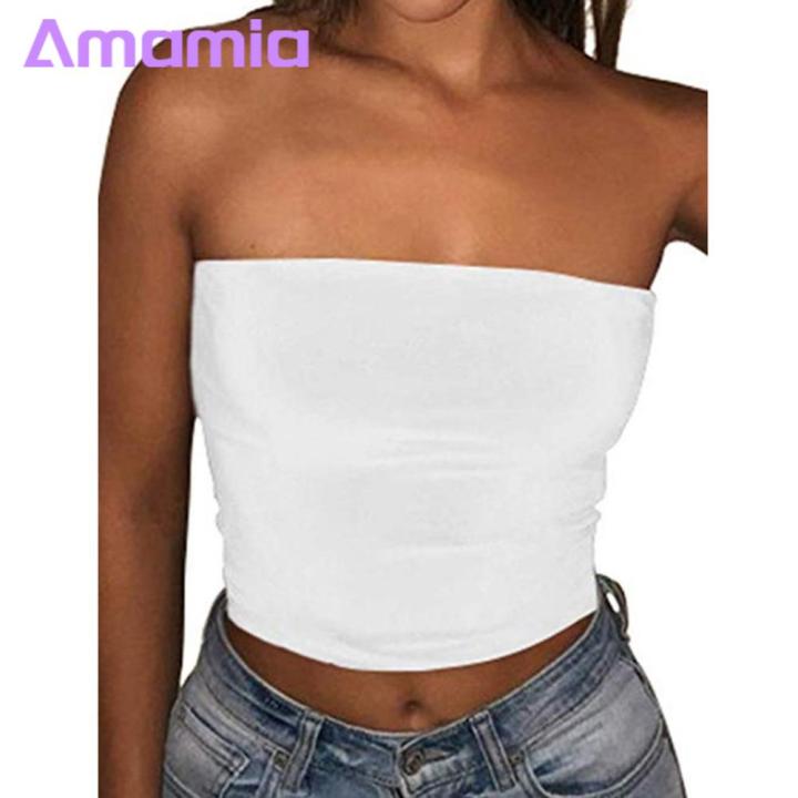 Amamia%20Women%20Solid%20Color%20Strapless%20Cropped%20Mini%20Bustier%20Slim%20Elastic%20Tube%20Top%20-%20Image%206