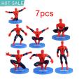 One Set 7Pcs Super Heroes Spiderman Dolls Action Figure Statue Table Cake Decor.