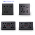 EU Standard Usb Socket Gray Embedded Panel Wall Power Socket Tetuo.