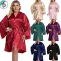 Plus Size Bridesmaids Satin Kimono Robe – Soft, Comfortable Short Nightgown & Sleepwear.