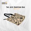 Jute Shopping/Tote Bag, Natural & Black, (14"x16"), 1 Pcs.