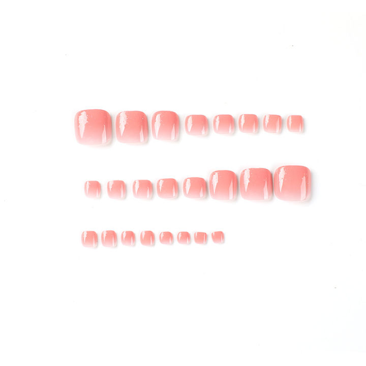 24pcs%20Sweet%20Pink%20Toe%20Nails%20Gradient%20Glitter%20False%20Toenail%20Full%20Cover%20Wearable%20for%20Girl%20Women%20Summer%20Artificial%20Toenail%20Tips%20-%20Image%203