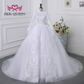 2023 New Arab Muslim Wedding Dress White Color Ball Gown Plus Size Lace Appliques With Beading Bride Dresses For Women WX0327. 